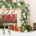 thumbnail image 4 of Kugisaki Christmas Decoration Christmas Floral Garland With Red White Flowers 6.7FT Green Foliage Holiday Decoration For Mantel Doorway And Staircase Indoor Outdoor Christmas Decor, 4 of 6
