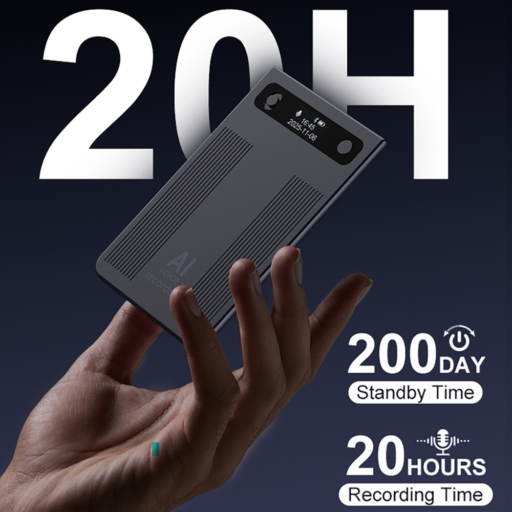MUSICOZY AI Voice Recorder,Note Voice Recorder Transcribe&Summarize,AI Noise Cancellation Technology,Supports 120 Languages,64GB Memory APP Control Audio Recorder for Lectures,Meetings,Call,Dark Gray