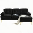 thumbnail image 2 of Modern 82.6" L-Shaped Velvet Sofa for Living Room, Bedroom, 2 of 26