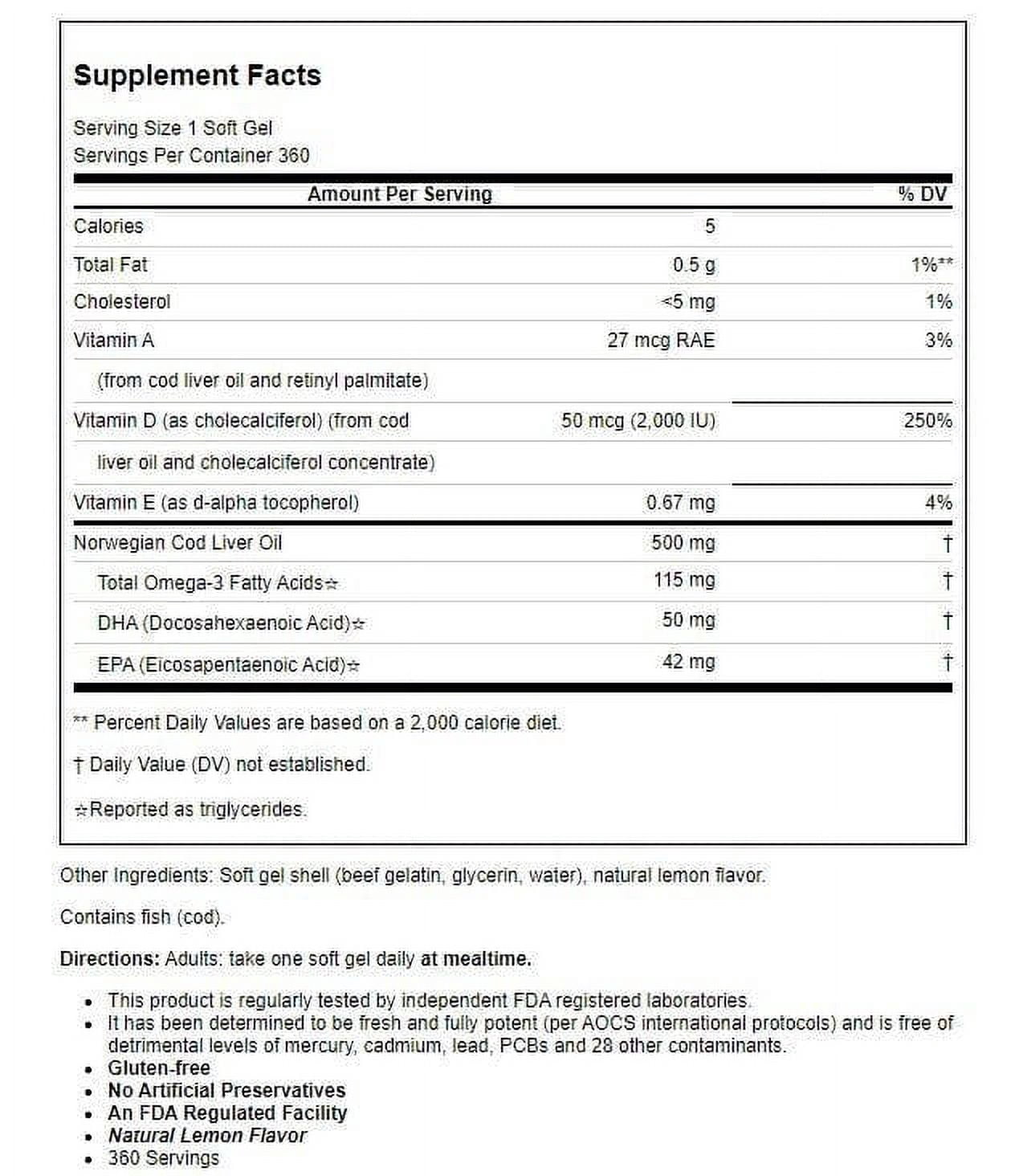 Carlson Solar D Gems - Lemon 2,000 Iu (50 mcg) 360 Sgels