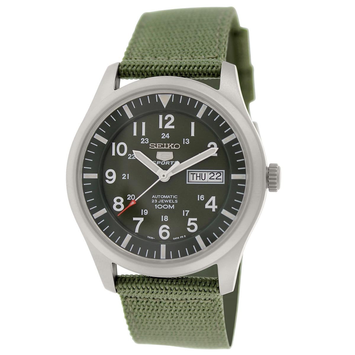 Seiko Men's 5 Automatic SNZG09K Green Nylon Automatic Fashion Watch -  
