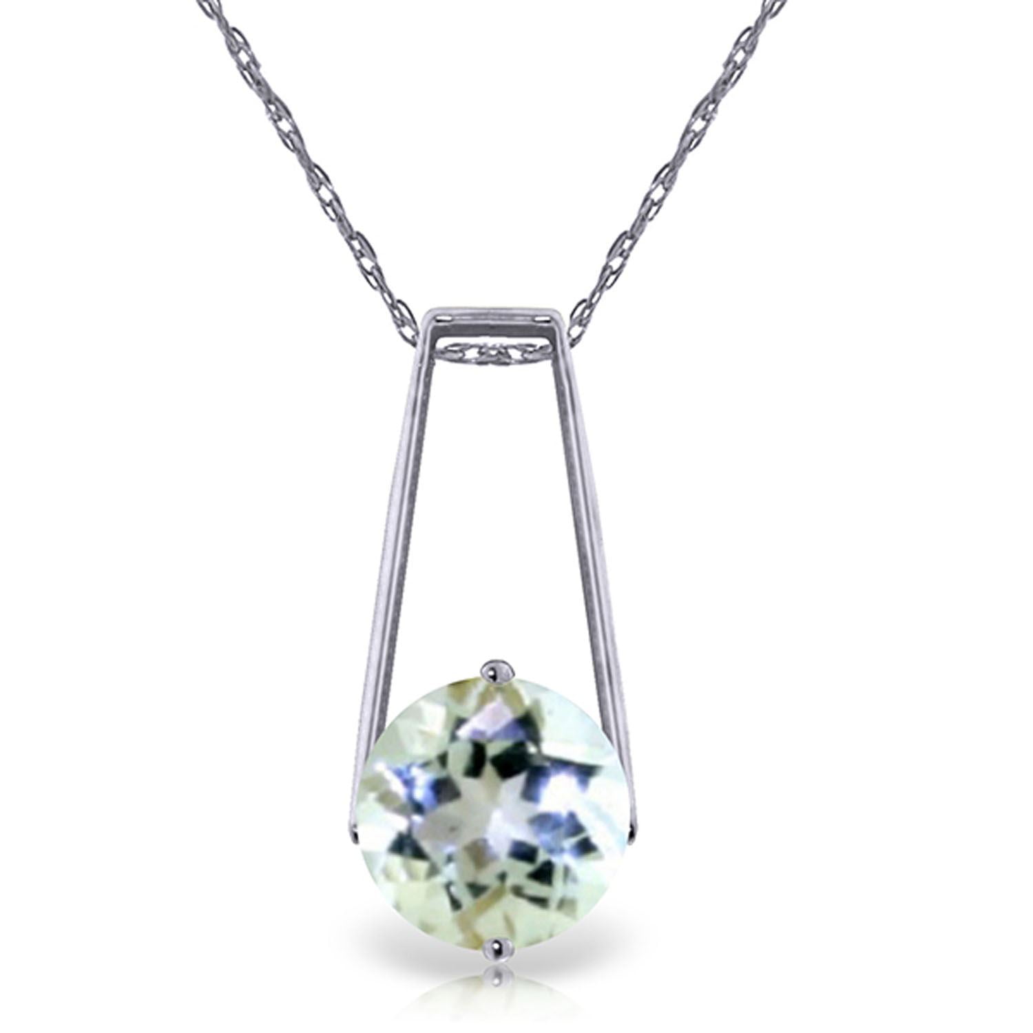 ALARRI 14K Solid Rose Gold Necklace w// Natural Aquamarines with 24 Inch Chain Length