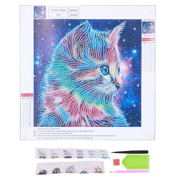 Kit de pintura de diamante 5D DIY Cat - Decoración de pared para el hogar y proyecto de manualidades