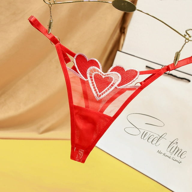 Tanga en forma de corazón para mujer, 2D, linda, gordita, transpirable, cintura baja, cintura fina ajustable, ropa interior