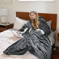thumbnail image 6 of Microplush Sherpa Blanket with Sleeves for Women and Men, 6 of 7