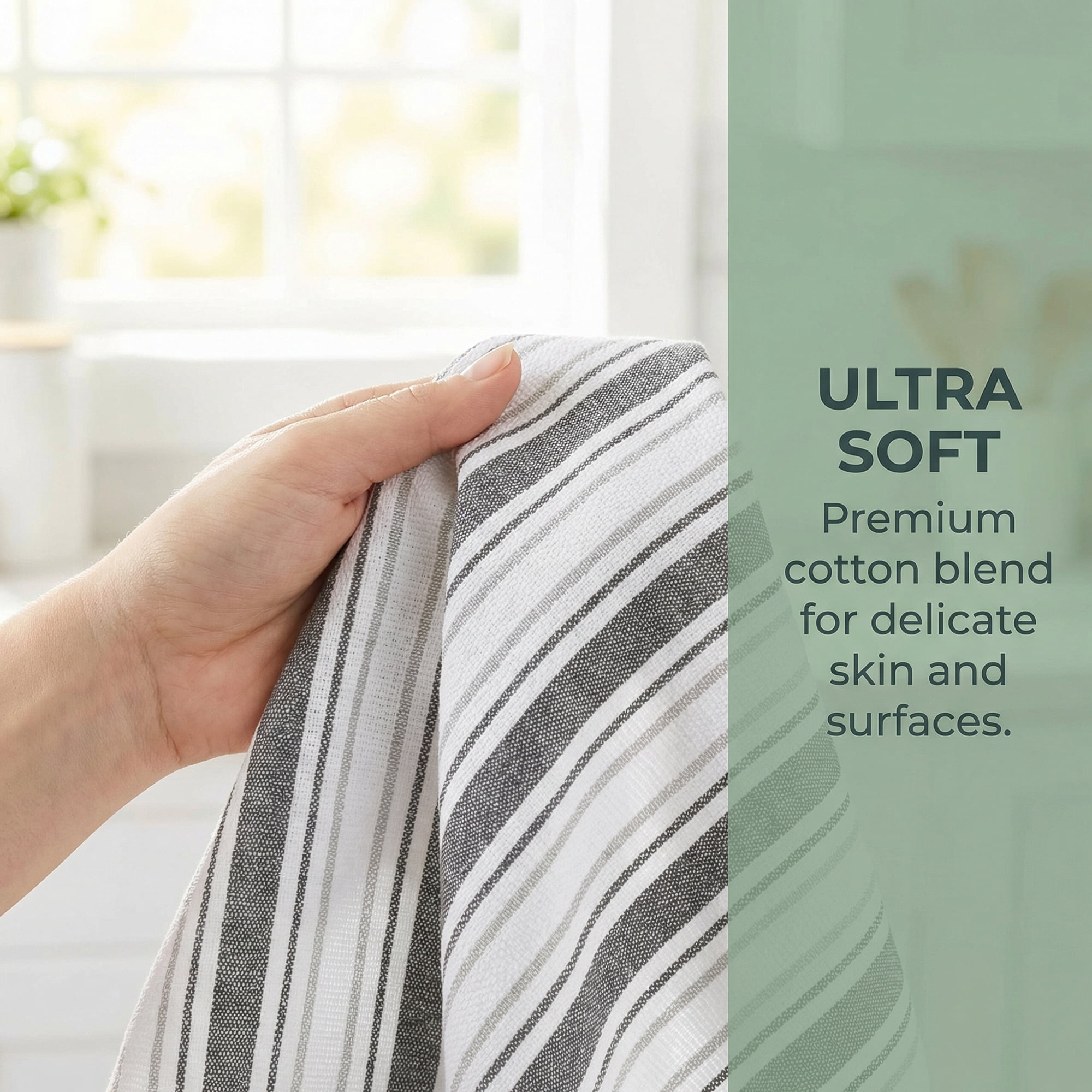 Unique Bargains Striped Cotton Kitchen Towels Black 26" x 18"