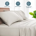 thumbnail image 3 of Bare Home Pillowcase Set - Premium 1800 Collection - Double Brushed - Ultra Soft - King Size, Pinstripe - Stone/White, 2 Count, 3 of 6
