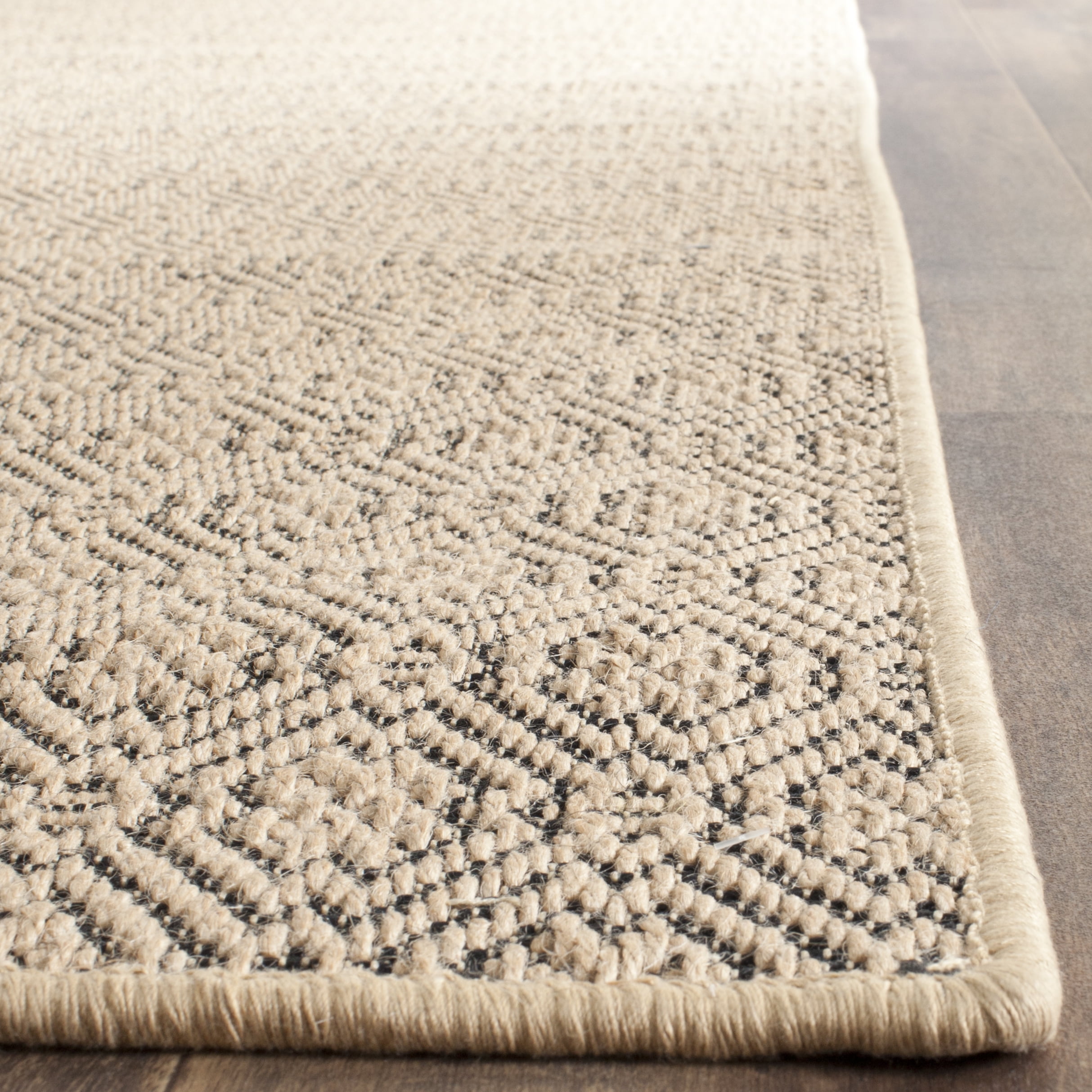 SAFAVIEH Palm Beach Norton Geometric Area Rug, Natural/Black, 8' x 10'