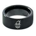 thumbnail image 2 of Tungsten Rugby Crest Band Ring 9mm Men Women Comfort Fit Black Flat Cut Brushed Polished, 2 of 4