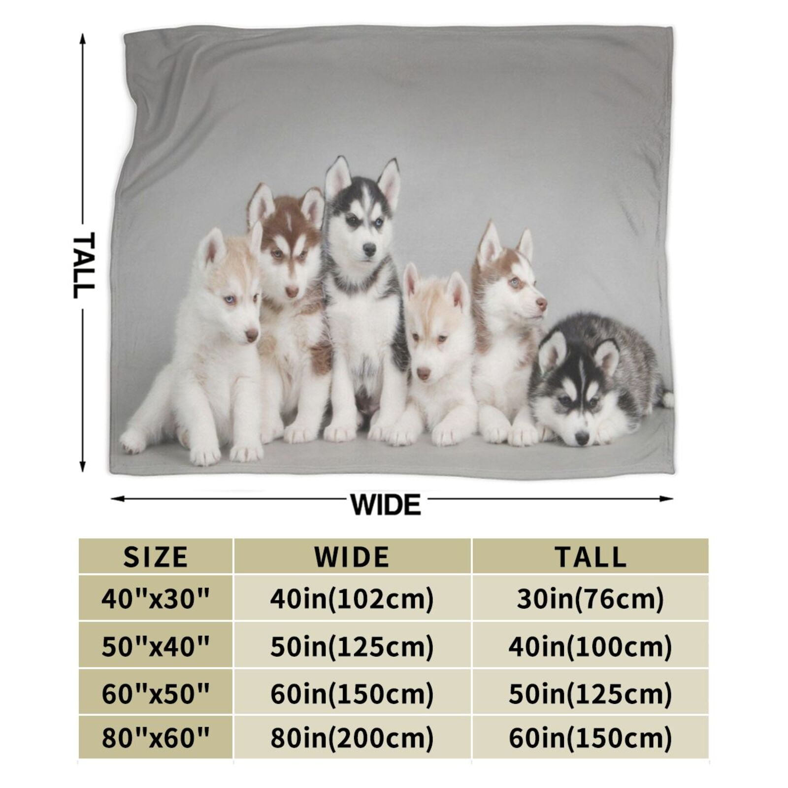 Wijzvio Husky Puppies Dogs Throw Blanket Soft Fuzzy Fleece Blanket For Couch Bed Living Room Decoration 60"X50"