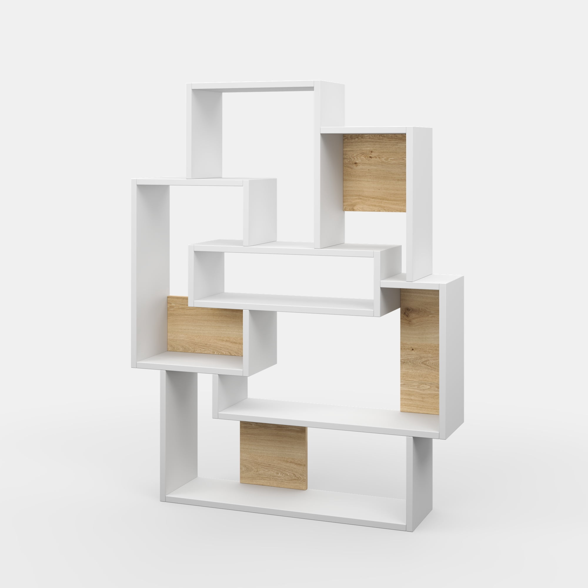 Ada Home Decor Furniture Multiple Tier Open Shelf White Oak Bernard Modern Bookcase