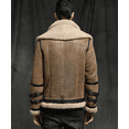 thumbnail image 2 of New Arrival Men's Winter Fashion Coat Genuine Sheepskin Leather Jacket for Motorcyclist Biker Pilot Outerware Wool Liner Double Layers Collar Brown 5XL 6XL,3XL,light brown, 2 of 9