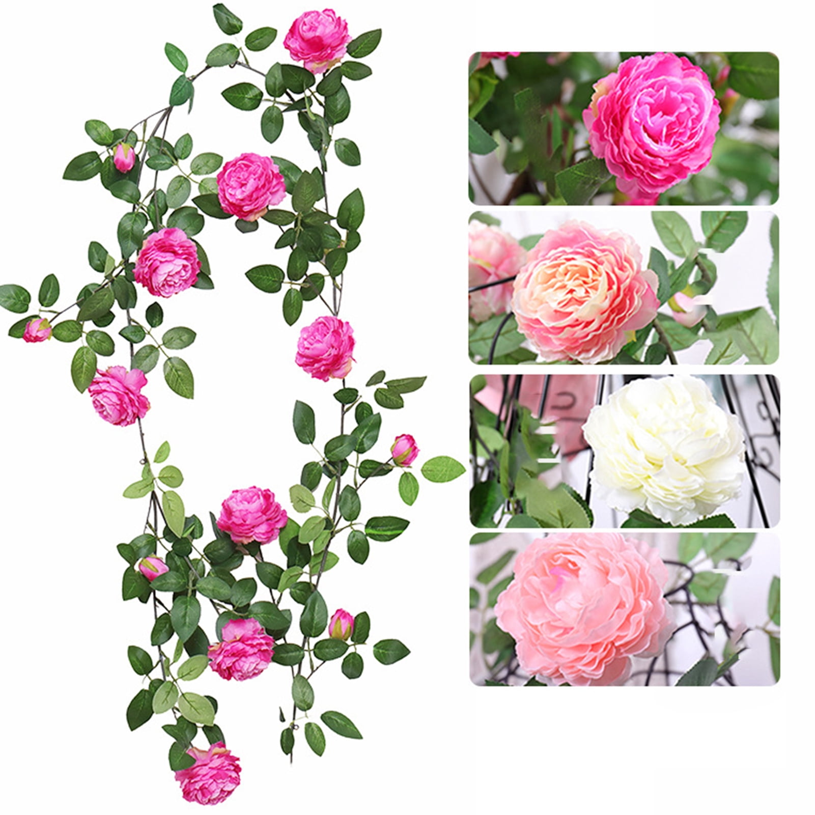 Visland Fake Peony Garland, Artificial Silk Flower Vines, Hanging