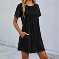 thumbnail image 6 of hotojiny Spring Dresses for Women Loose Fit Casual Pleated Mini Dresses Soft Short Sleeve Crewneck Sundresses for Beach Travel, 6 of 7