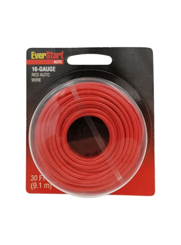 Everstart 30 Feet 16 Gauge Red Auto Wire Roll For Tail Lights, Coil Wire, Directional Signals, Gas Gauge, Heater Leads, Stop Signals, Home Light, Starter Relay, Instrument Lamps, Parking Lights