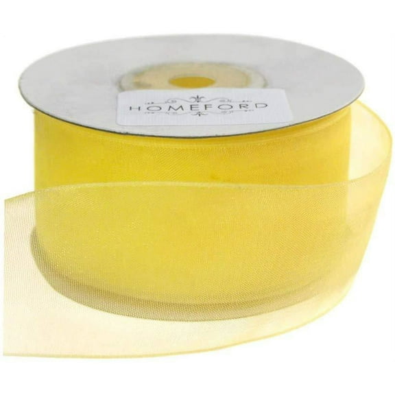 Plain Sheer Organza Ribbon, 1-1/2-Inch, 25 Yards, Canary Yellow