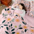 thumbnail image 4 of Castle Fairy Children Teens Adults Pink Flowers Bedding Comforter Set 7 Pieces,Chic Floral Blossoms Full Bedding Set Lightweight,Spring Garden Fitted Sheet Flat Sheet,Super Cozy Room Decor, 4 of 8