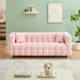thumbnail image 2 of PORKISS 80" Sofa Couch for Living Room, Comfy Teddy Fleece Extra Deep Seat Couches with 2 Comfortable Pillows, Pink, 2 of 8