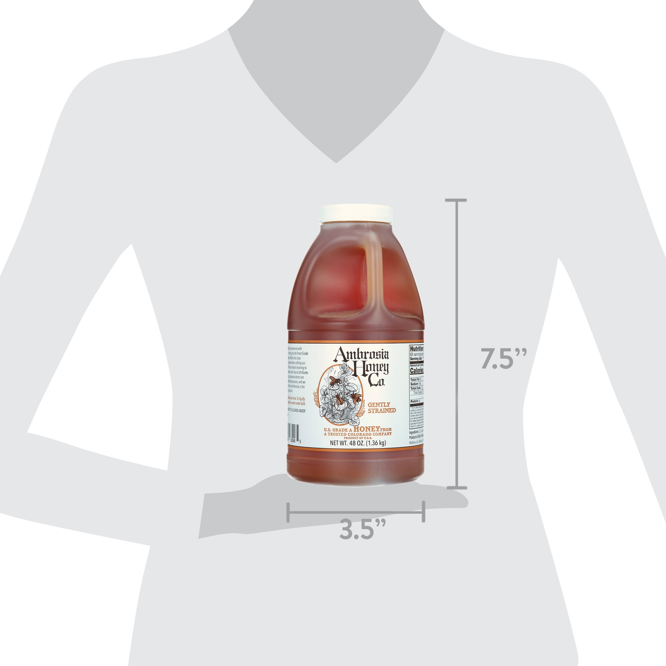 Ambrosia Honey Co., Pure, Raw, & Gently Filtered Honey, Shelf-Stable, 48 fl oz Jug