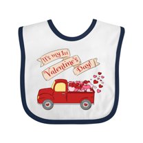 Inktastic It's My 1st Valentine's Day with Red Truck and Hearts Boys or Girls Baby Bib