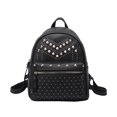 thumbnail image 1 of Mode Rivet Épaule Sacs à Dos en Cuir Voyage Étudiant Fermeture Éclair Sacs d'École, 1 of 9