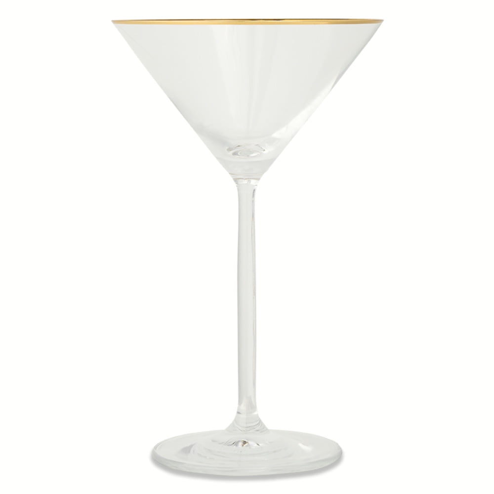 (2 pack) Thyme & Table 7 fl oz Martini Glass with Gold Rim