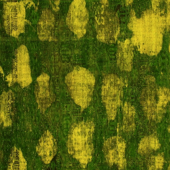 Ahgly Company Indoor Square Abstract Yellow Modern Area Rugs, 6' Square