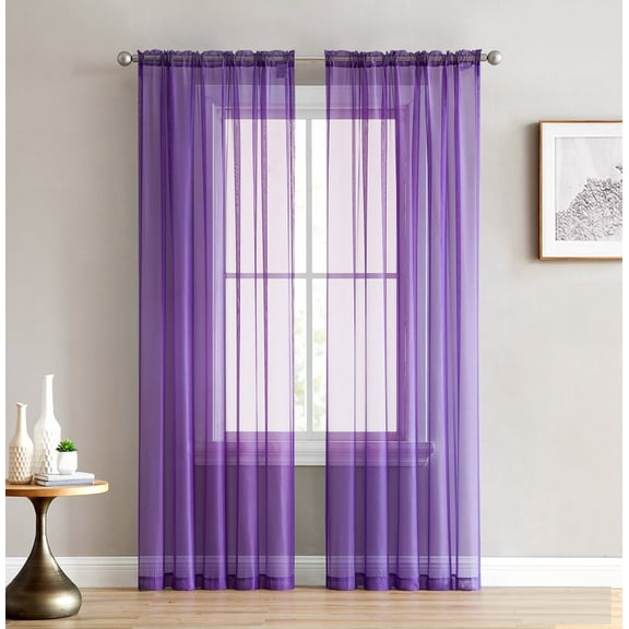 108-inch Extra Long Voile 54" Wide Window Sheer Curtain Panel! - Purple