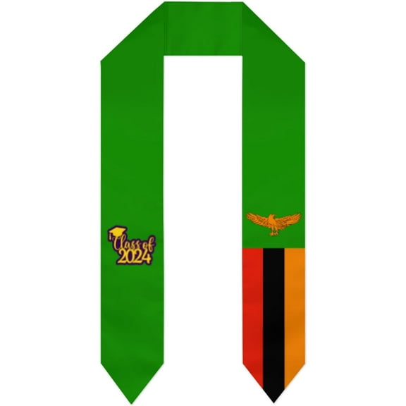 Class of 2024 Zambia Flag Graduation Stoles Shawl Sash Scraf For Study Aboard International Students Graduation's Day