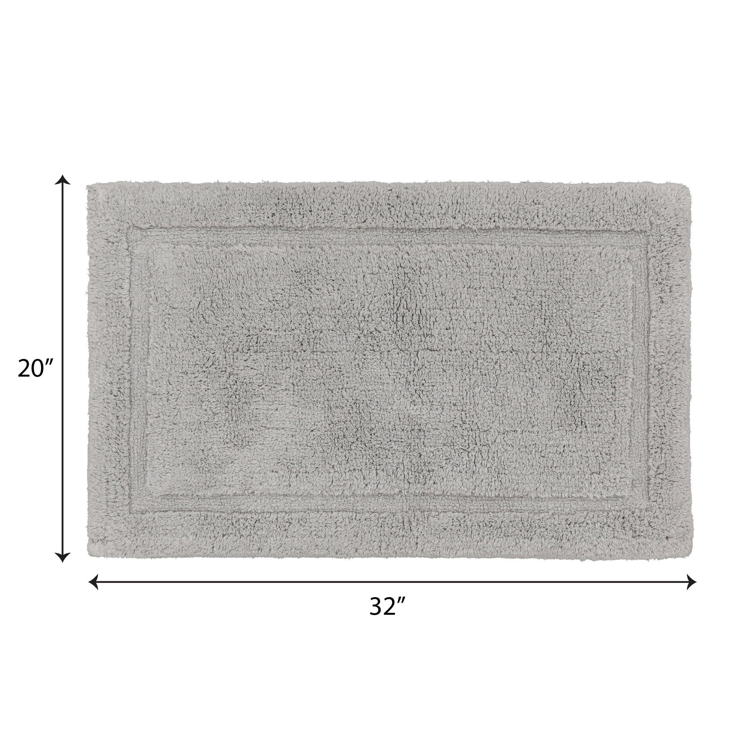 Jean Pierre New York Lydia Border 100% Cotton Bath Mat - Non-Slip Bath Rug - Light Gray - 20"x30"