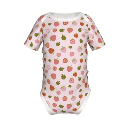 

Junzan Hand Drawn Strawberry Print Short-Sleeve Baby Climbing Clothes Bodysuits for Infant One-Piece for Baby Boys & Girls Baby Clothes Baby Romper with Snap Closure-6 Months
