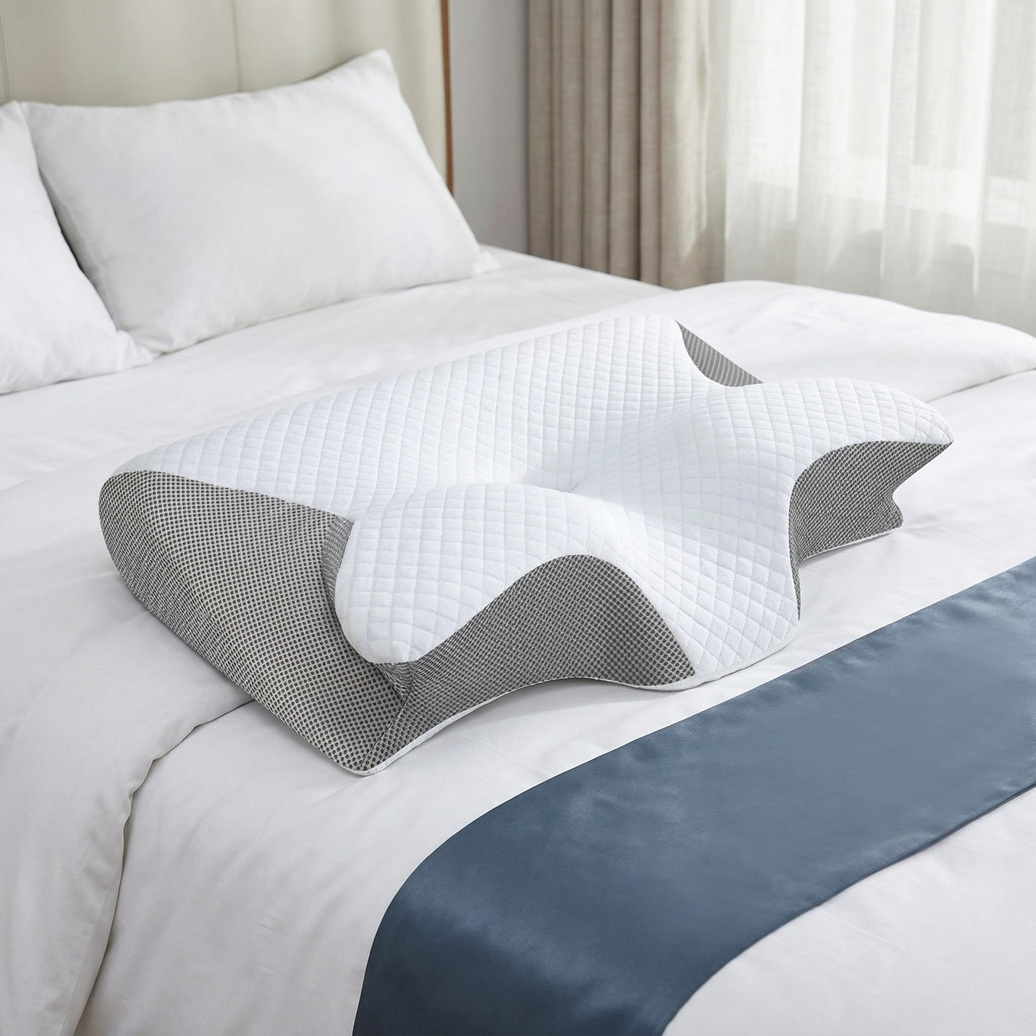 2-in-1 Orthopedic Memory Foam Cervical Pillow for Neck Pain Relief