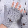 thumbnail image 4 of Guantes convertibles de punto de lana cálidos de invierno para mujer, sin dedos, con funda para manoplas, 4 of 6