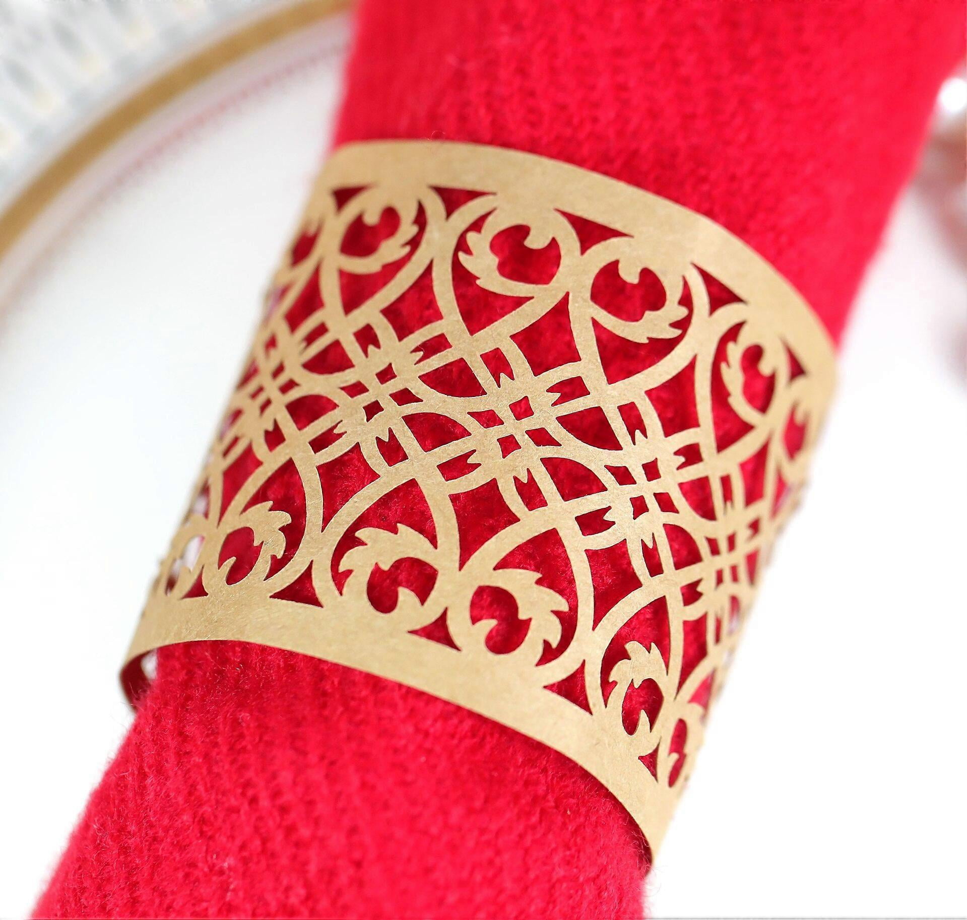 12 Anillos Servilleteros De Metal Dorado Huecos - Para Decorar Mesas En Bodas, Navidad, Cumpleaños Y Eventos