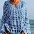 thumbnail image 3 of Women's Casual Solid Color Crochet Knitted Top,Casual Long Sleeve Loose  Hollow Out Knit Pullover Tops, 3 of 9