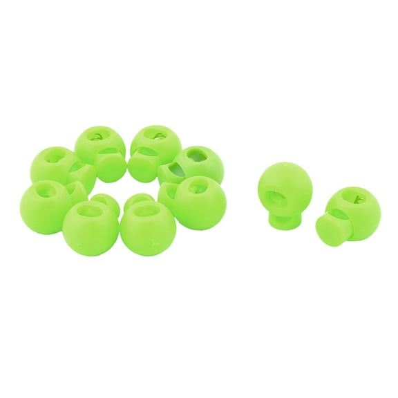 Plastic Round Single Hole Toggle Stopper Cord Adjustive Lock Light Green 10 Pcs