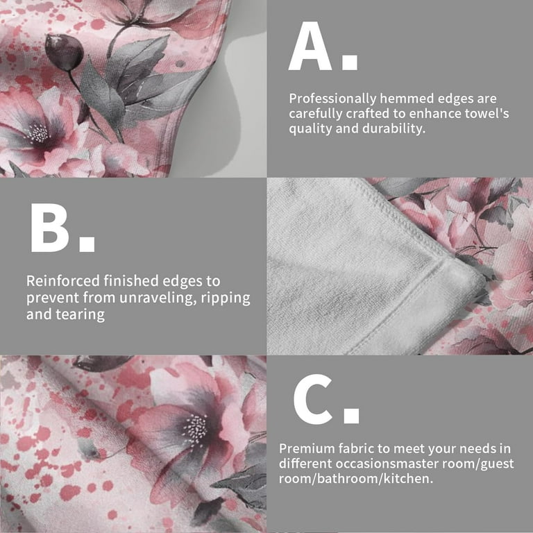 Grey Floral Hand Towels Botanical Fingertip Towels Set Of 2 Soft Guest Face Towel Bathroom Decorations Thin Kitchen Tea Dish Towels