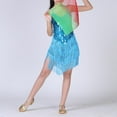 thumbnail image 4 of XXWXYD Stage-Ready Latin Dance Set, Sequin Fringe Tassel Skirt & Sleeveless Top, Competition Dress with 4-Way Stretch Fabric, 4 of 8