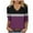 Purple, variant on Timegard Tops for Women Trendy 3/4 Sleeve V Neck Color Block Drop Shoulder Casual Loose Comfy Blouse
