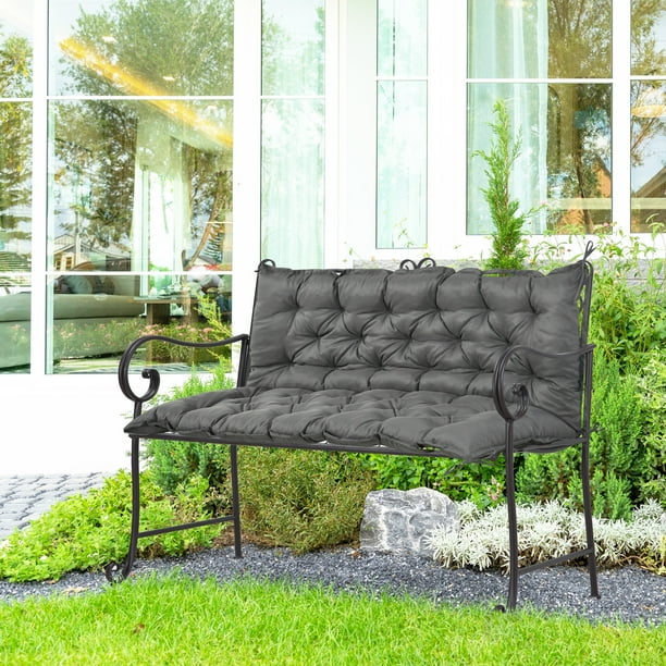 Outsunny Patio Bench Cushion Outdoor Seat Cushions with Backrest Grey Walmart