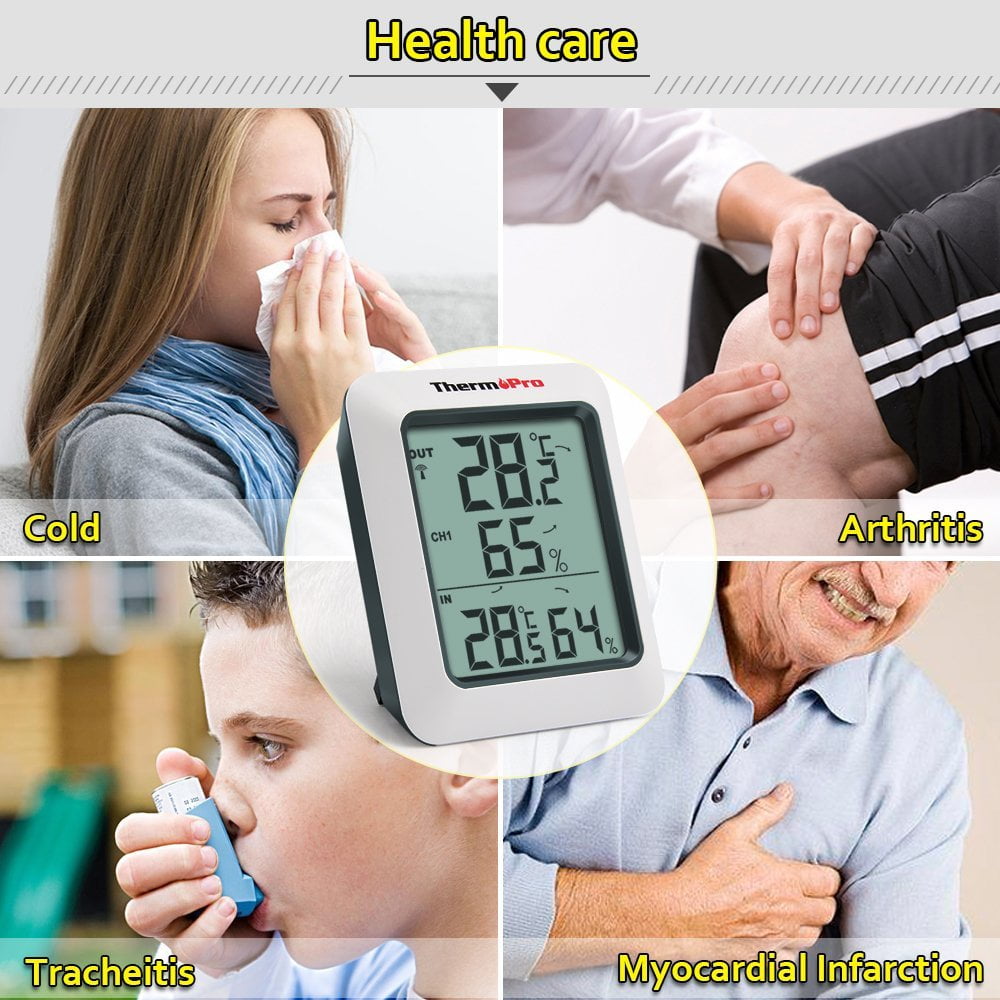 ThermoPro TP60 Wireless Thermometer Indoor Outdoor Thermometer Temperature Humidity Monitor Meter 200ft / 60m Range