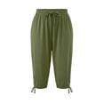 thumbnail image 6 of VBVC Women's Plus Drawstring Loose Capri Joggers , Casual Summer Stretchy Pants For Women , Ladies' Comfy Adjustable Hem Crop Trousers with Pockets, Green , XL-5XL, 6 of 8