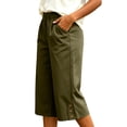 thumbnail image 5 of Cloaraye Cotton Capri Pants for Women Elastic Waist Wide Leg Cropped Pants with Pockets Solid Color Casual 3/4 Length Palazzo Pants, 5 of 6