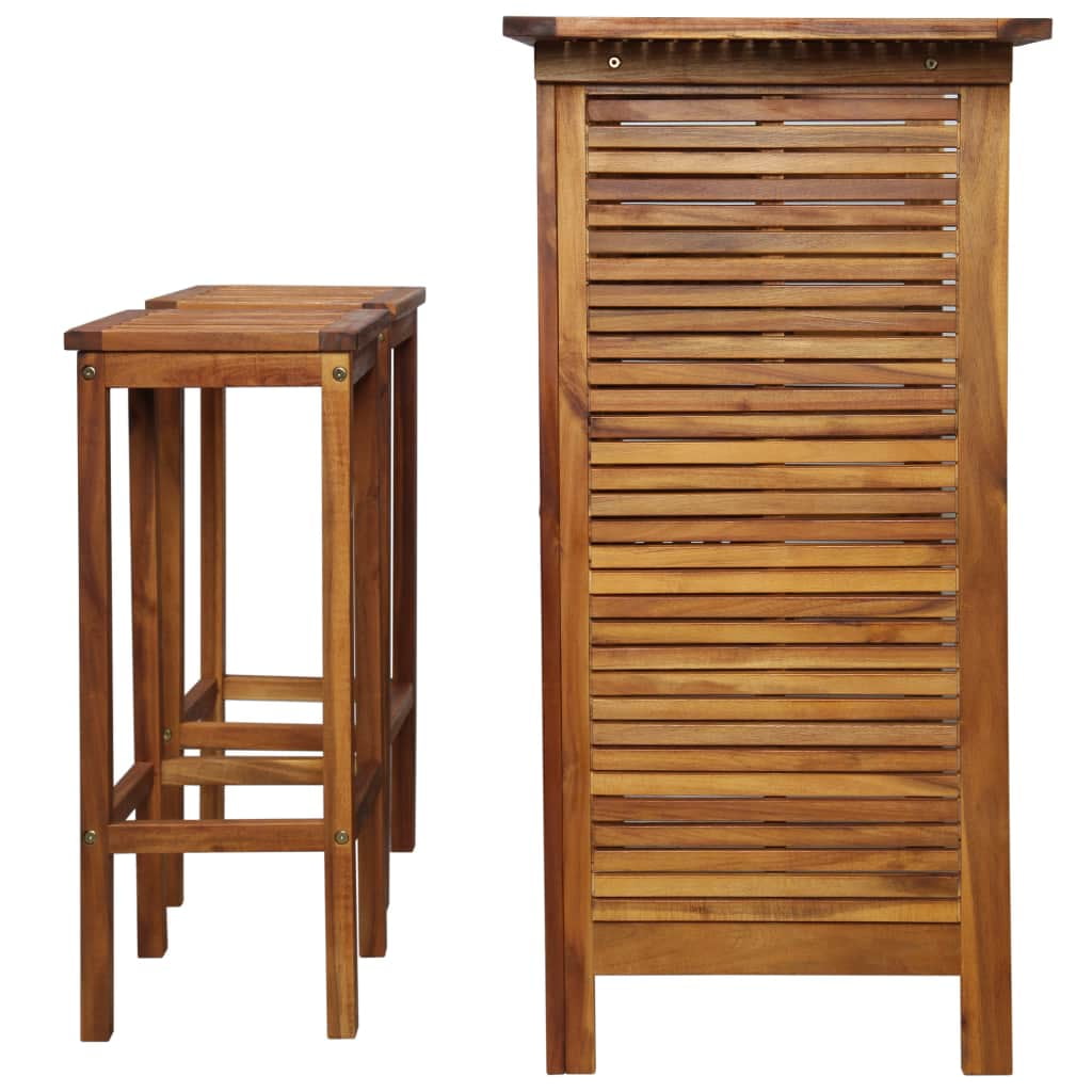 Kepooman Outdoor Patio Solid Acacia Wood Rectangle Bistro Table Set, Set of 3, Brown Kepooman Outdoor Patio Solid Acacia Wood Rectangle Bistro Table Set, Set of 3, Brown