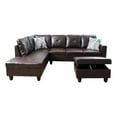 thumbnail image 2 of Starhome L Shaped Brown Couch with Ottoman(Pillows Included) Microfiber, 2 of 6