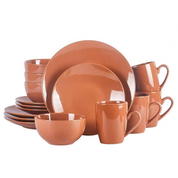 HomeVss, Color Wave Stoneware 16pc Dinnerware Set, Honey Milk