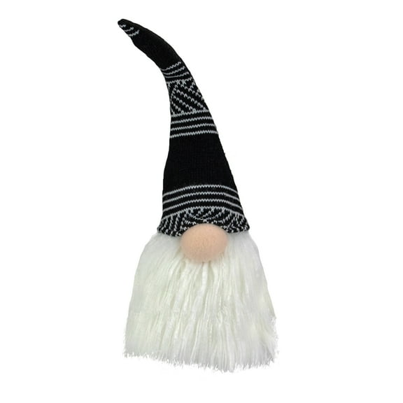 Northlight Plush Sitting Christmas Gnome with Long Beard Decoration - 12" - Black and White