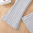thumbnail image 5 of WOYY Little Girl's Outfit Sets Solid Color Ribbed Crew Neck Long Sleeved Top With Flared Pants Suit, 5 of 6