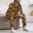 thumbnail image 7 of Lsque Brown Blue Plaid Sunflower Pattern Long Sleeve Pajama Set for Men - Soft 2-Piece Sleepwear and Loungewear Set with Pockets, Comfy Nightwear-XX-Large, 7 of 7