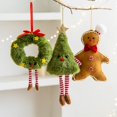 thumbnail image 2 of Gingerbread Man Doll Christmas Hanging Pendant Cute Plush Christmas Tree Decoration Wreath Elf Christmas Gift Festive Supplies (Wreath), 2 of 7